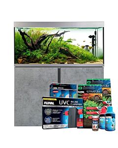 Fluval Siena 330 Aquarium & Cabinet Chicago Concrete Set (332litre)  with FREE BUNDLE PACK